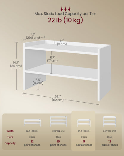 Stackable shoe rack shelf for closet or entryway 2 Tiers - image 14