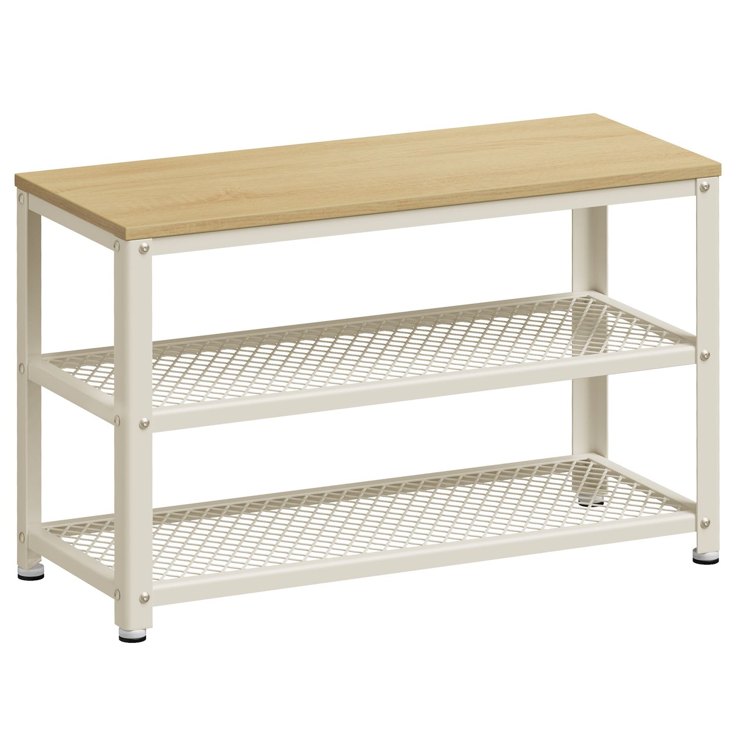 Shelf Storage Bench with Metal Mesh Shelves and Seat - image 14