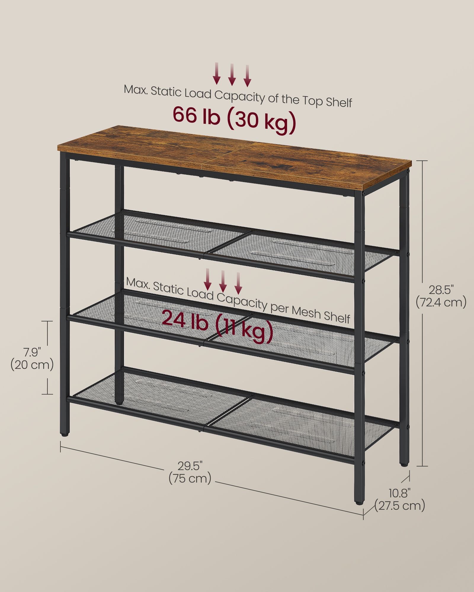 Large shoe rack with metal mesh shelves for entryway - image 4