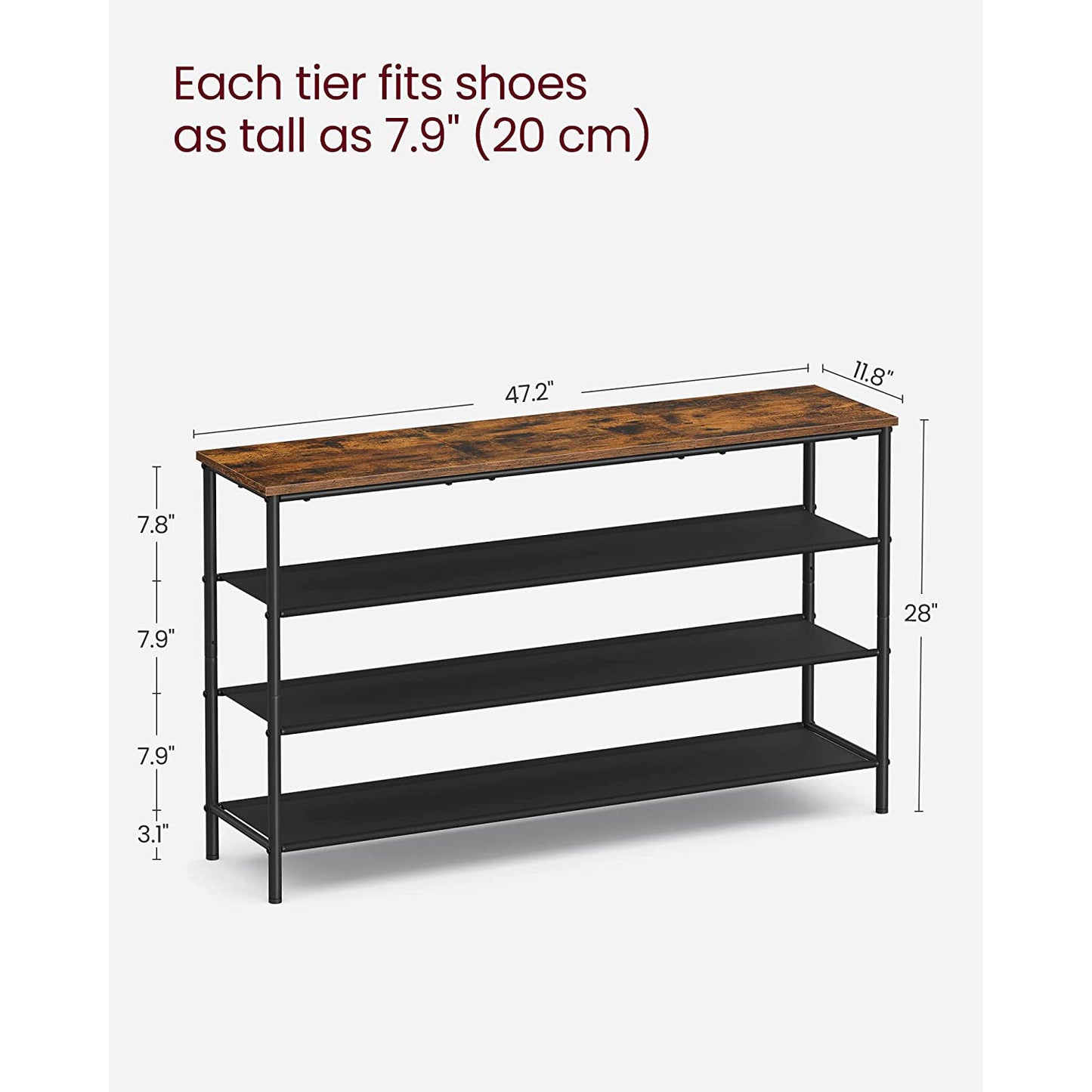 4 Tier Shoe Storage Rack for 15-18 Pairs of Shoes