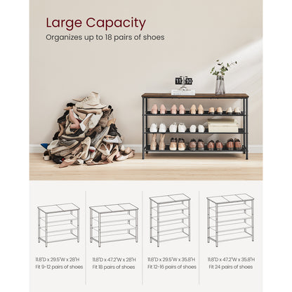 4 Tier Shoe Storage Rack for 15-18 Pairs of Shoes
