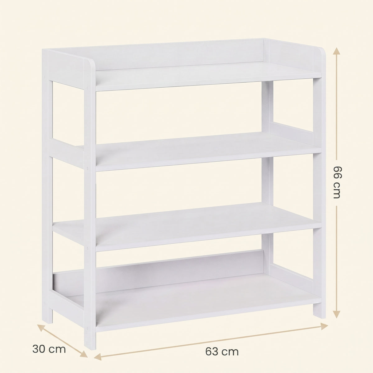 White 4-Tier Shoe Rack — 63 x 30 x 66 cm