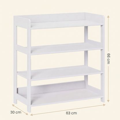 White 4-Tier Shoe Rack — 63 x 30 x 66 cm