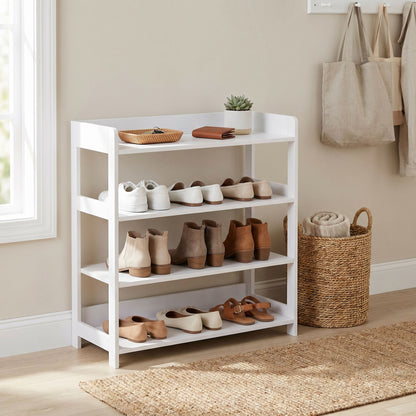 White 4-Tier Shoe Rack — 63 x 30 x 66 cm