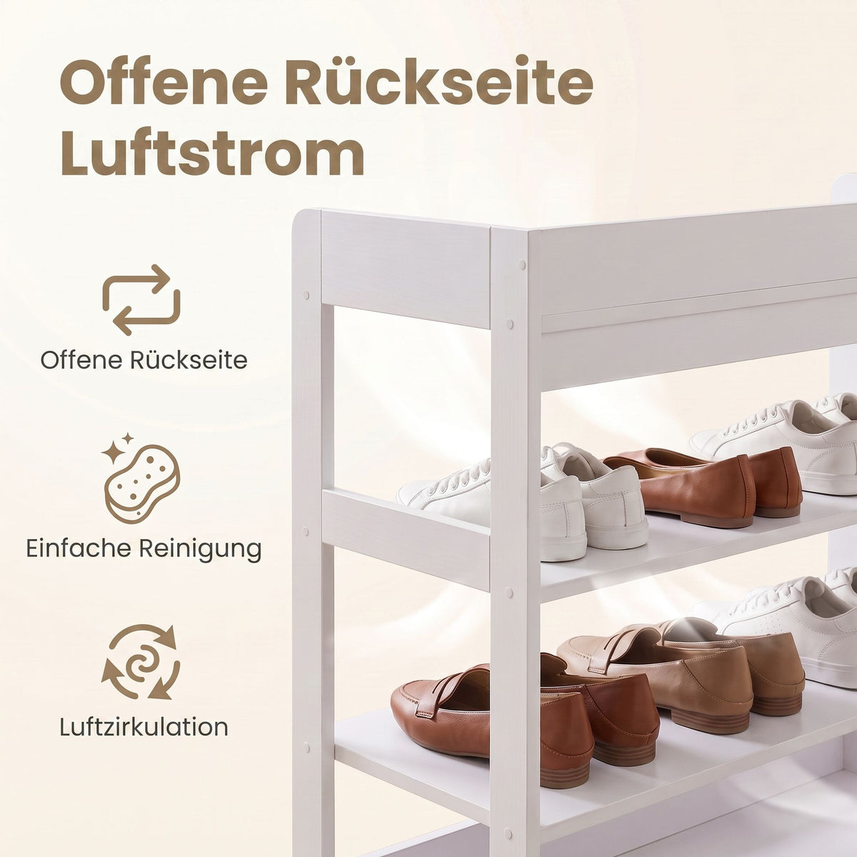 White 4-Tier Shoe Rack — 63 x 30 x 66 cm