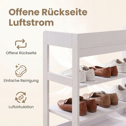 White 4-Tier Shoe Rack — 63 x 30 x 66 cm
