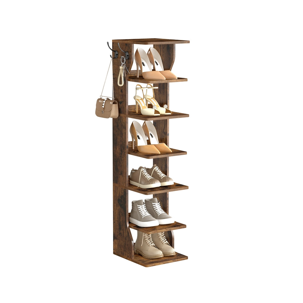 6 Tier Slim Shoe Storage Rack - Rustic Brown / 7-Tier