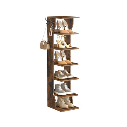 6 Tier Slim Shoe Storage Rack - Rustic Brown / 7-Tier