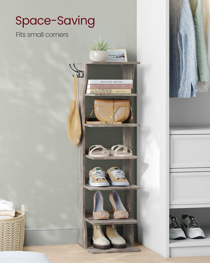 Étagère à chaussures fine 7 niveaux pour entrée coin rangement chaussures grège chiné