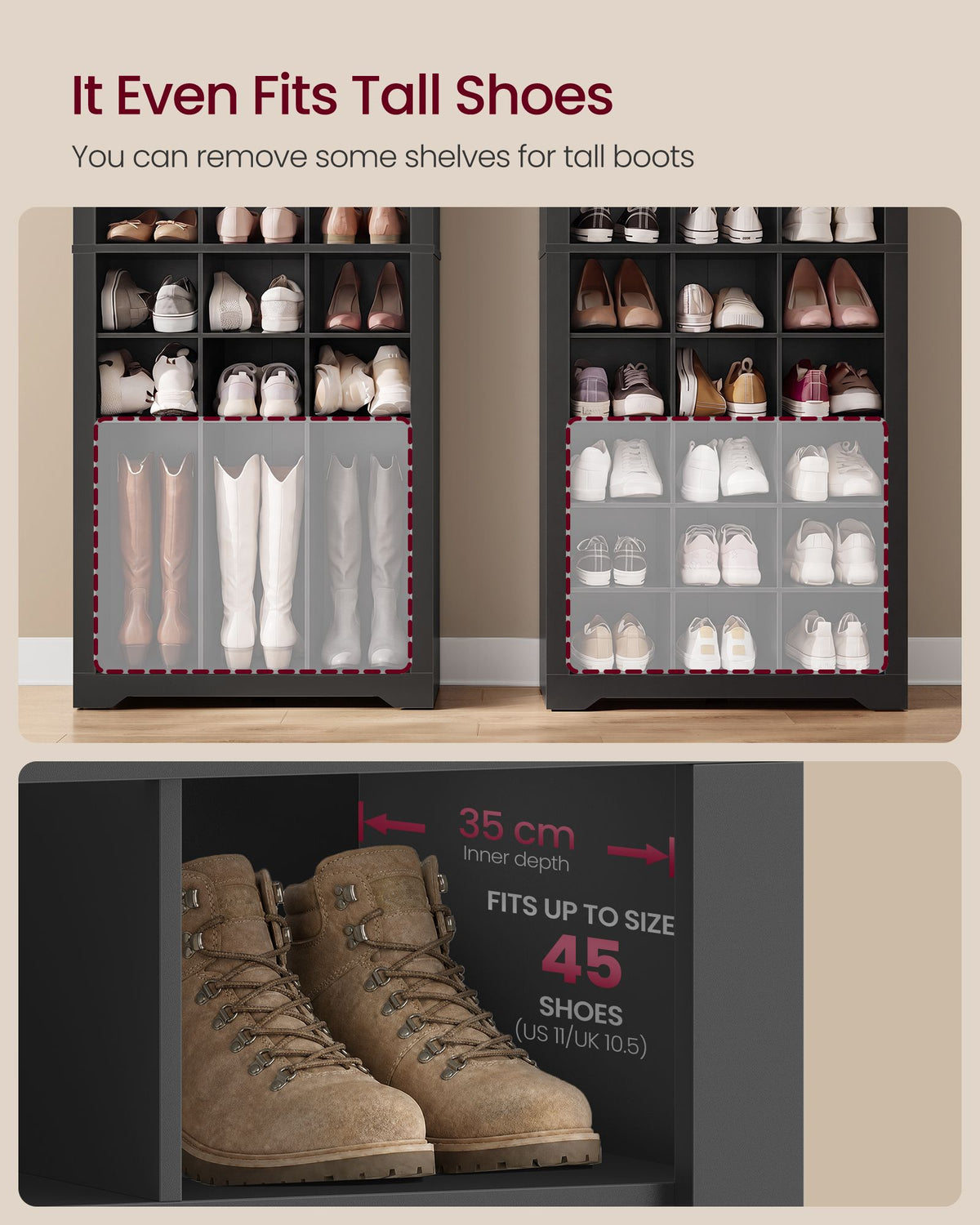 Shoe Storage Cabinet, 10 Tier Shoe Rack Organizer, Holds Up to 30 Pairs of Shoes, for Entryway Bedroom - image 2