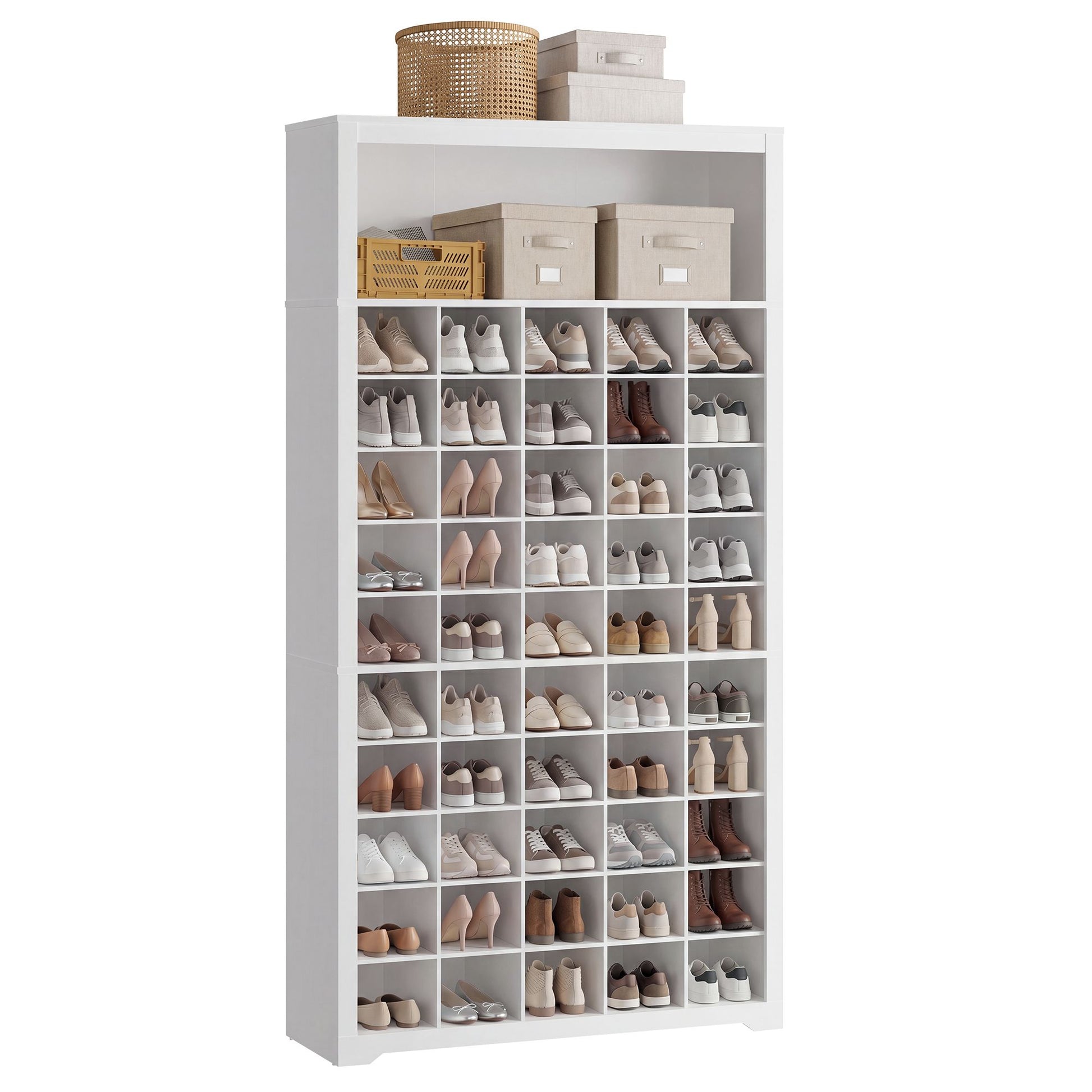 Tall Shoe Cabinet, Farmhouse Shoe Storage Organizer for Entryway, Vertical Wood Rack Holds 50 Pairs - image 1
