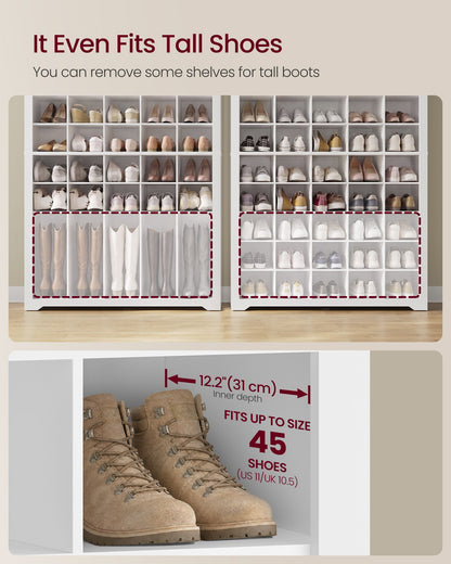 Tall Shoe Cabinet, Farmhouse Shoe Storage Organizer for Entryway, Vertical Wood Rack Holds 50 Pairs