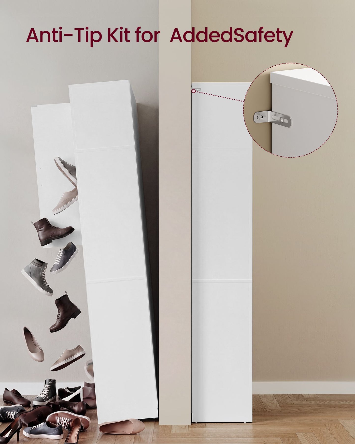 Tall Shoe Cabinet, Farmhouse Shoe Storage Organizer for Entryway, Vertical Wood Rack Holds 50 Pairs - image 3