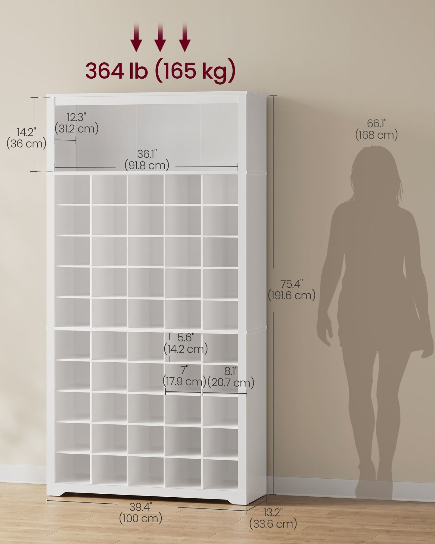 Tall Shoe Cabinet, Farmhouse Shoe Storage Organizer for Entryway, Vertical Wood Rack Holds 50 Pairs - image 4