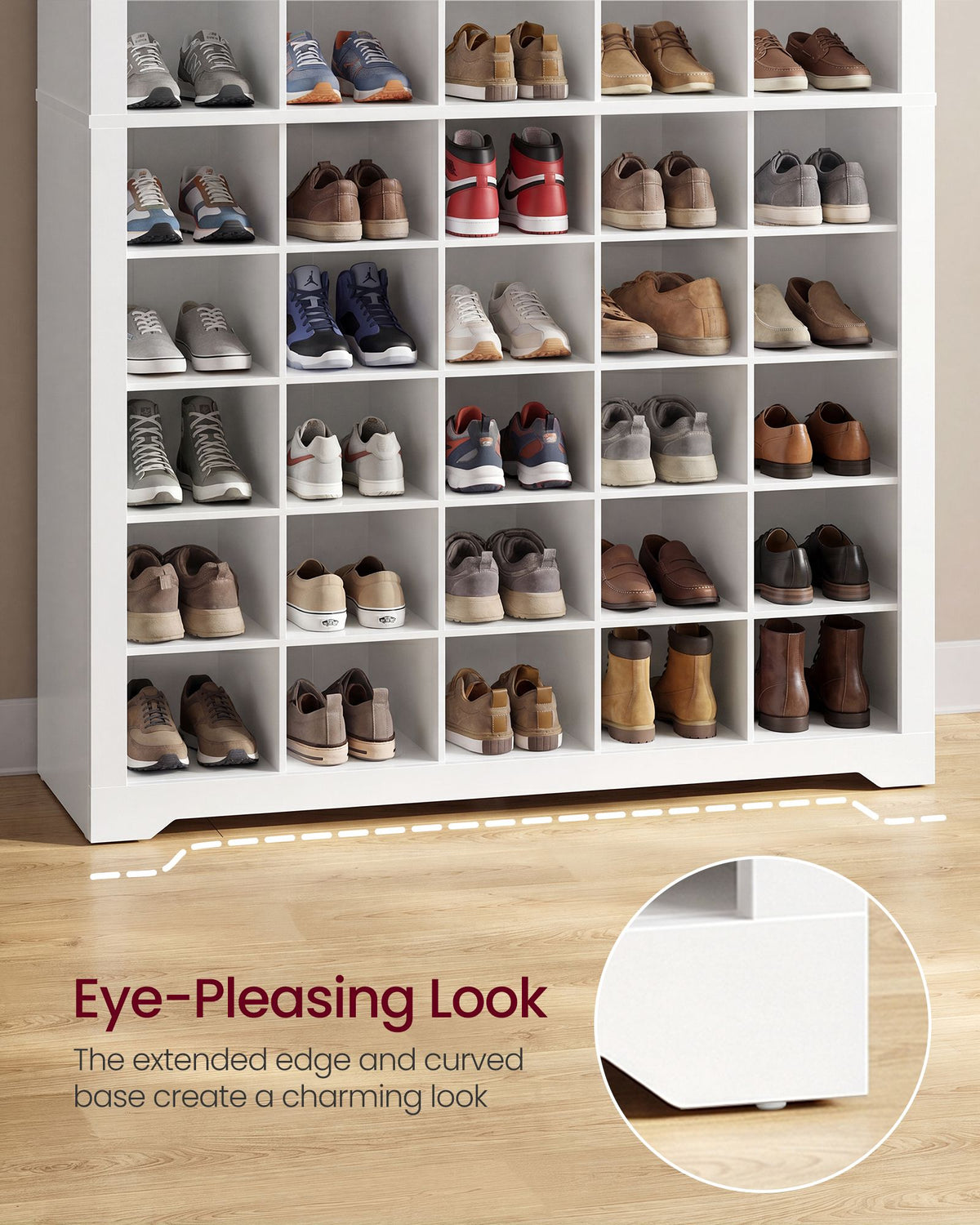 Tall Shoe Cabinet, Farmhouse Shoe Storage Organizer for Entryway, Vertical Wood Rack Holds 50 Pairs