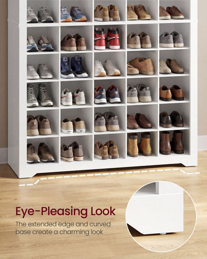 Tall Shoe Cabinet, Farmhouse Shoe Storage Organizer for Entryway, Vertical Wood Rack Holds 50 Pairs