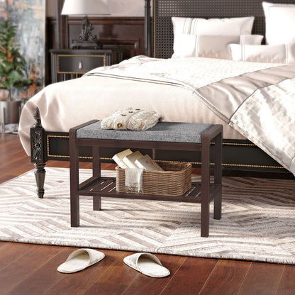 Shoe Rack Bench with Cushion Upholstered Padded Seat, Storage Shelf, Shoe Organizer