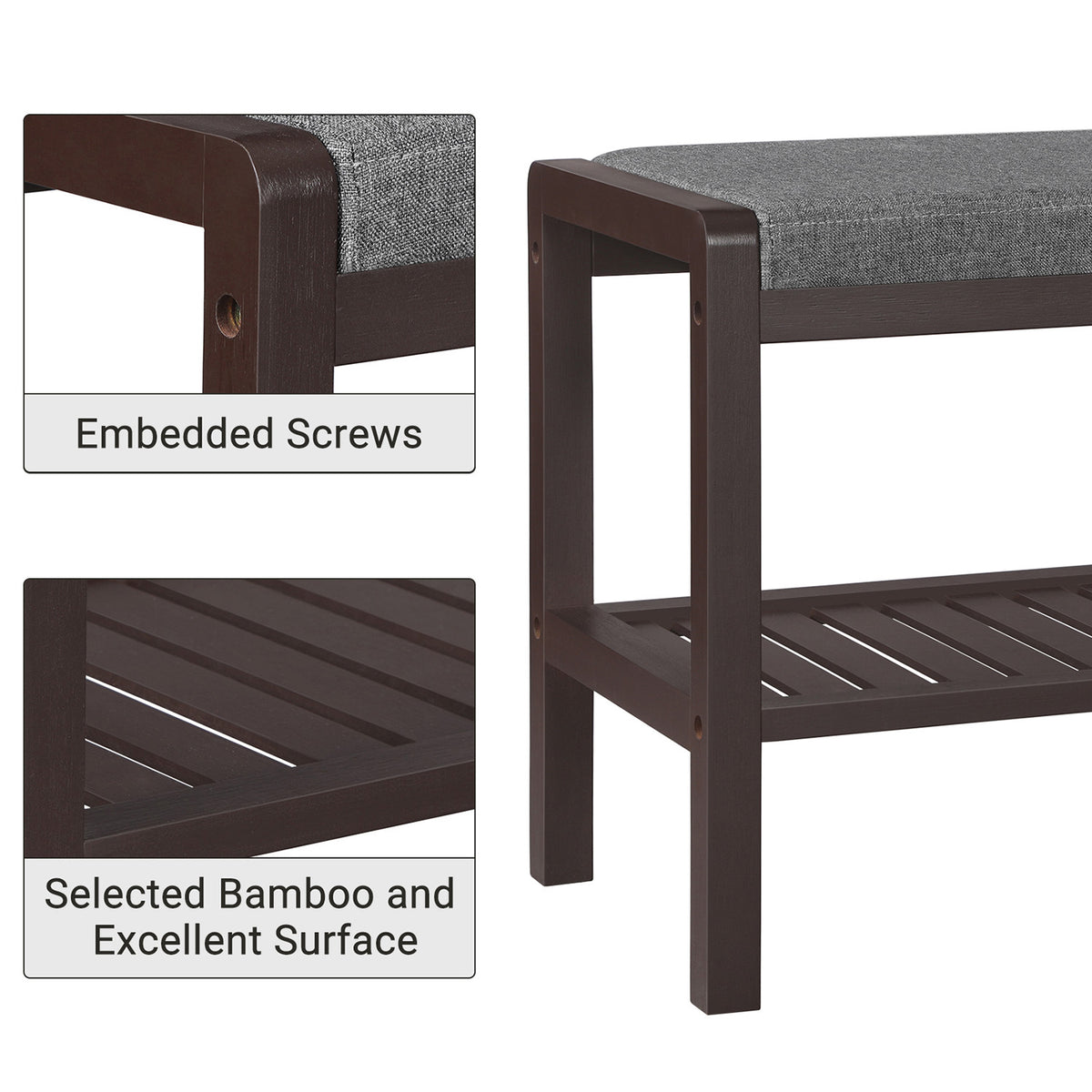 Shoe Rack Bench with Cushion Upholstered Padded Seat, Storage Shelf, Shoe Organizer