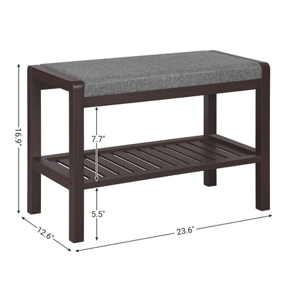 Shoe Rack Bench with Cushion Upholstered Padded Seat, Storage Shelf, Shoe Organizer