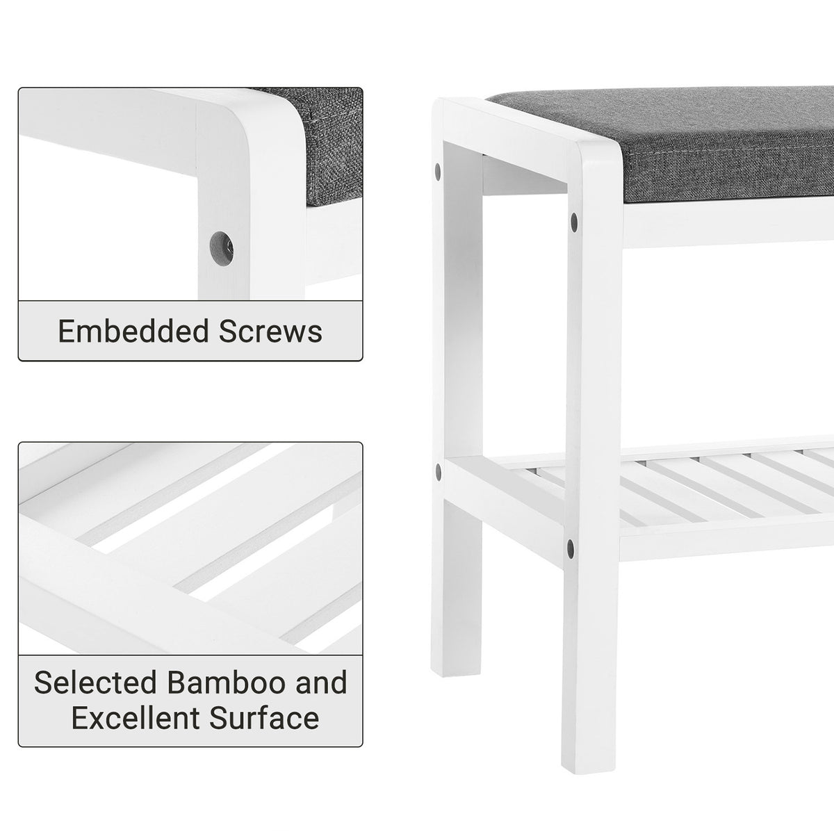 Shoe Rack Bench with Cushion Upholstered Padded Seat, Storage Shelf, Shoe Organizer