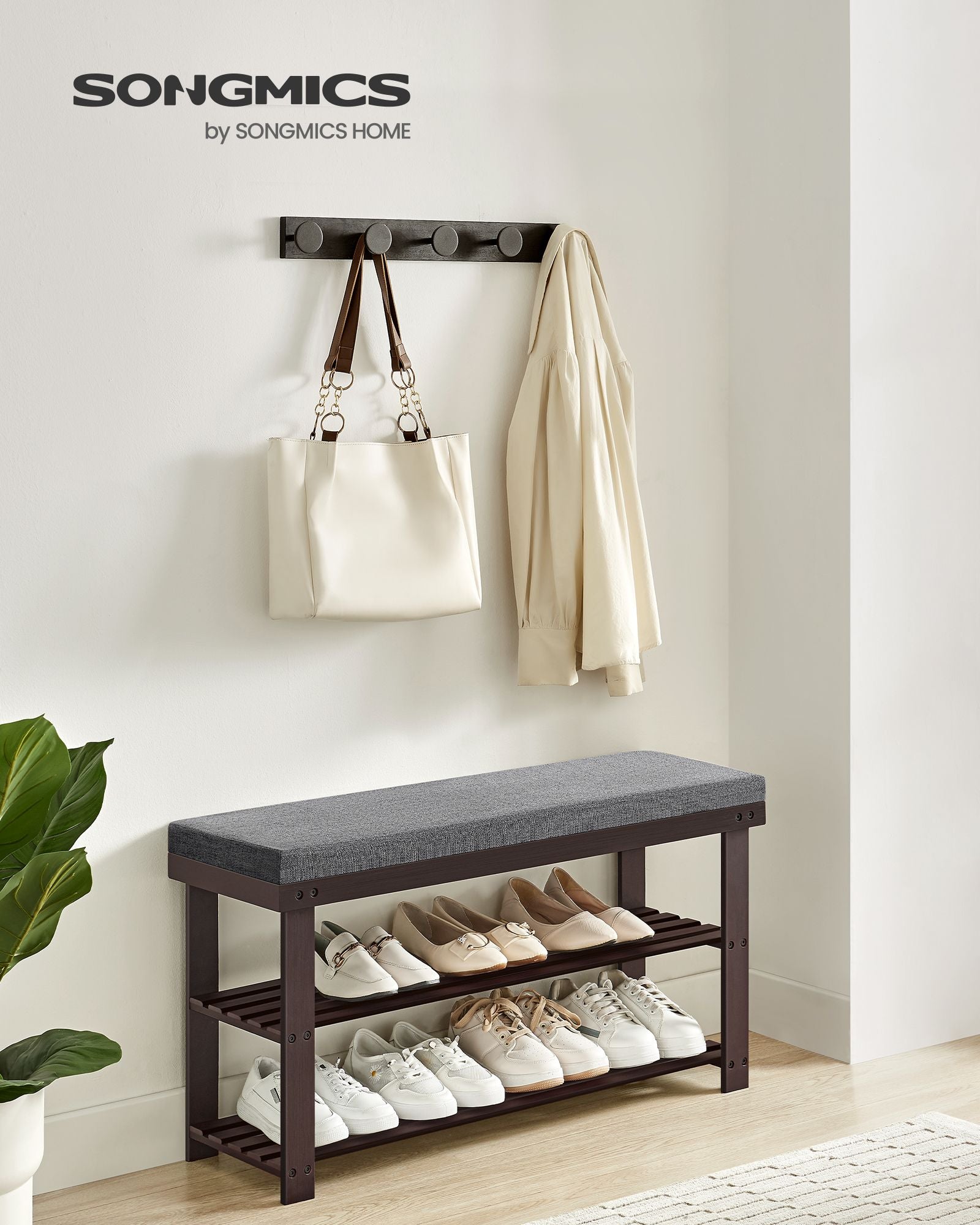 3-Tier Bamboo Shoe Bench - HWLEXTRA 