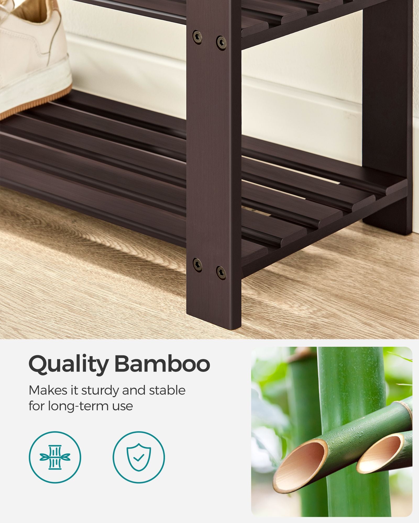3-Tier Bamboo Shoe Bench - HWLEXTRA 