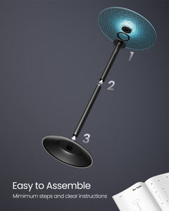 Bar Tables, Set of 2 Round Cocktail Tables with Multi-Colored Lights and Glass Tops, Large Steel Base