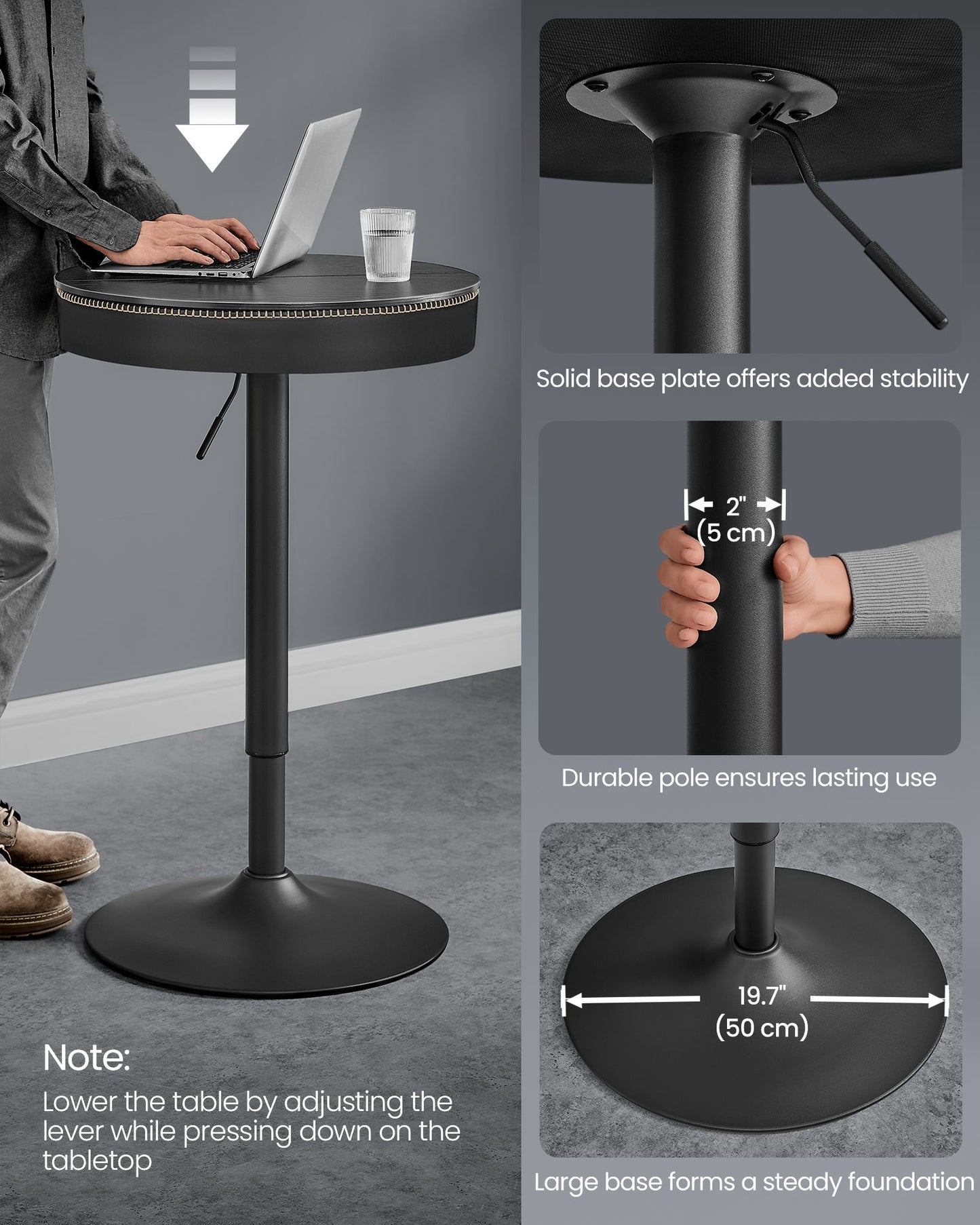EKHO Collection - Height Adjustable Bar Table Set of 2