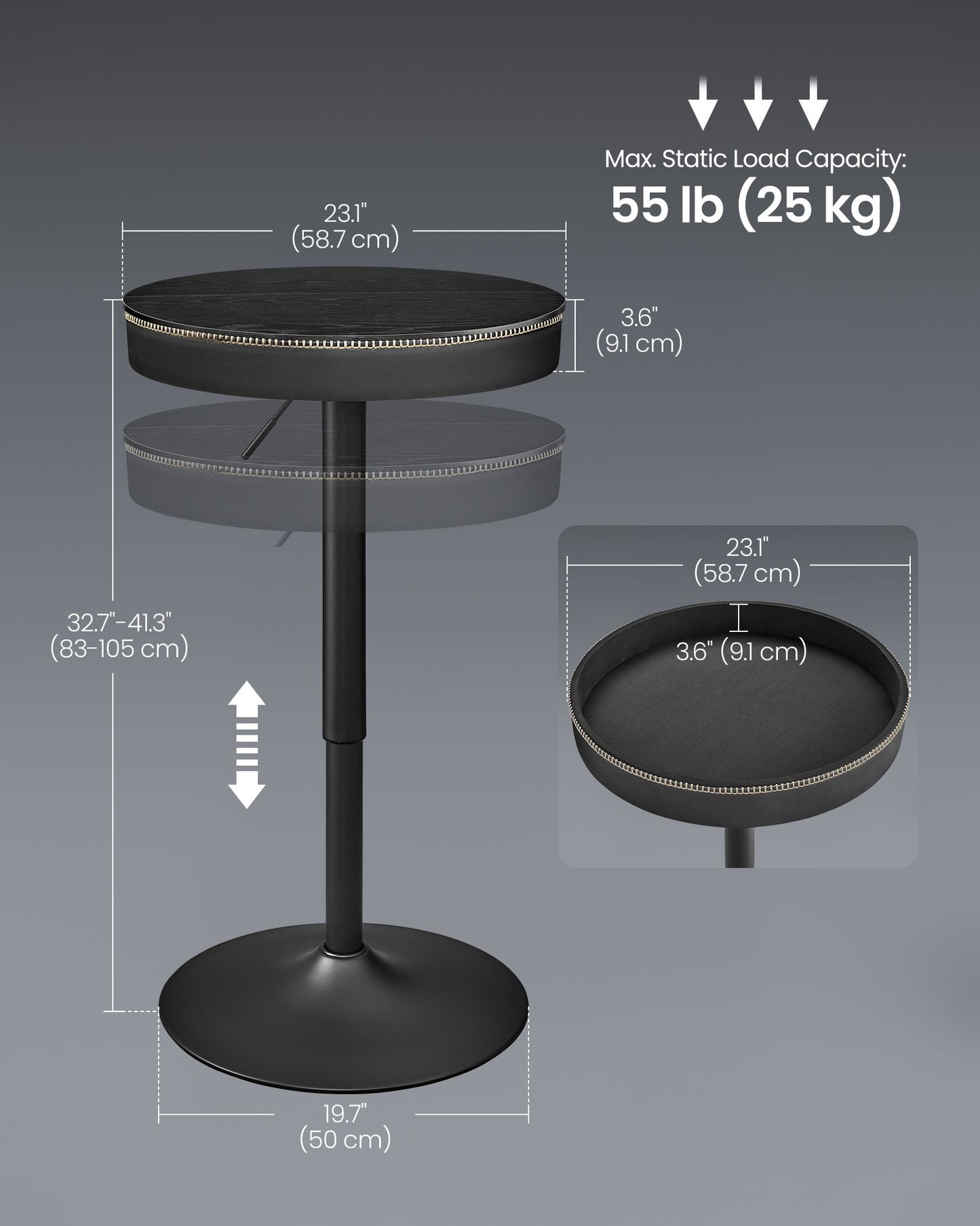 EKHO Collection - Height Adjustable Bar Table