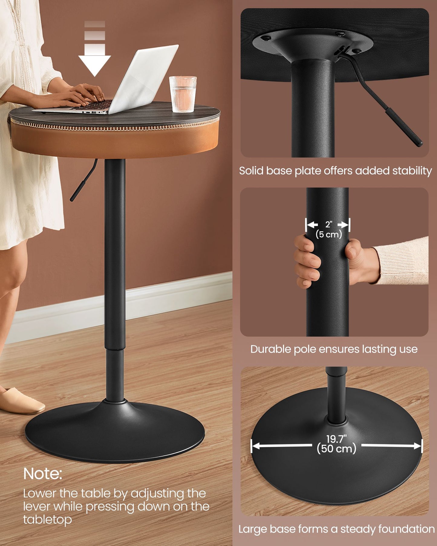 EKHO Collection - Height Adjustable Bar Table Set of 2