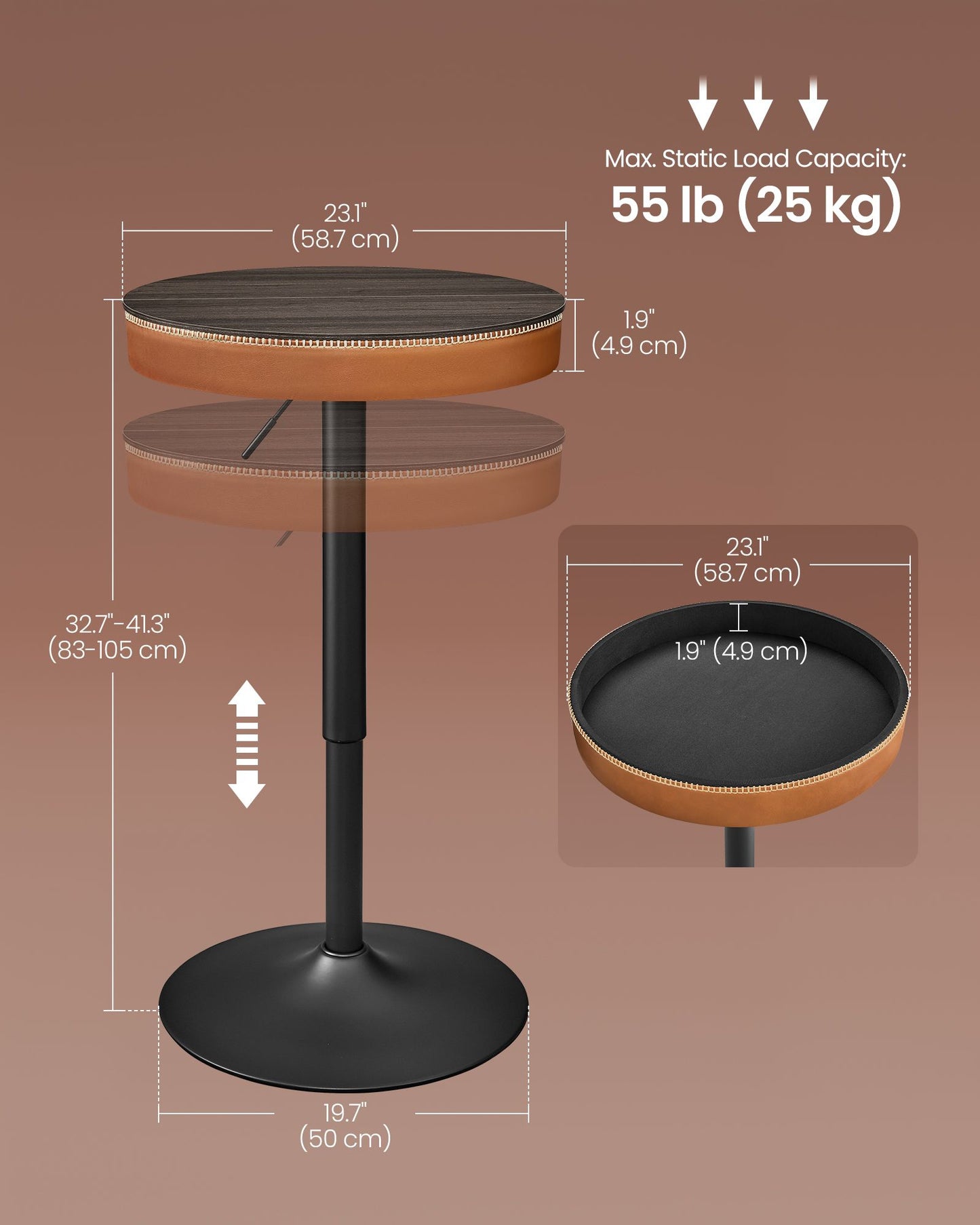 EKHO Collection - Height Adjustable Bar Table Set of 2
