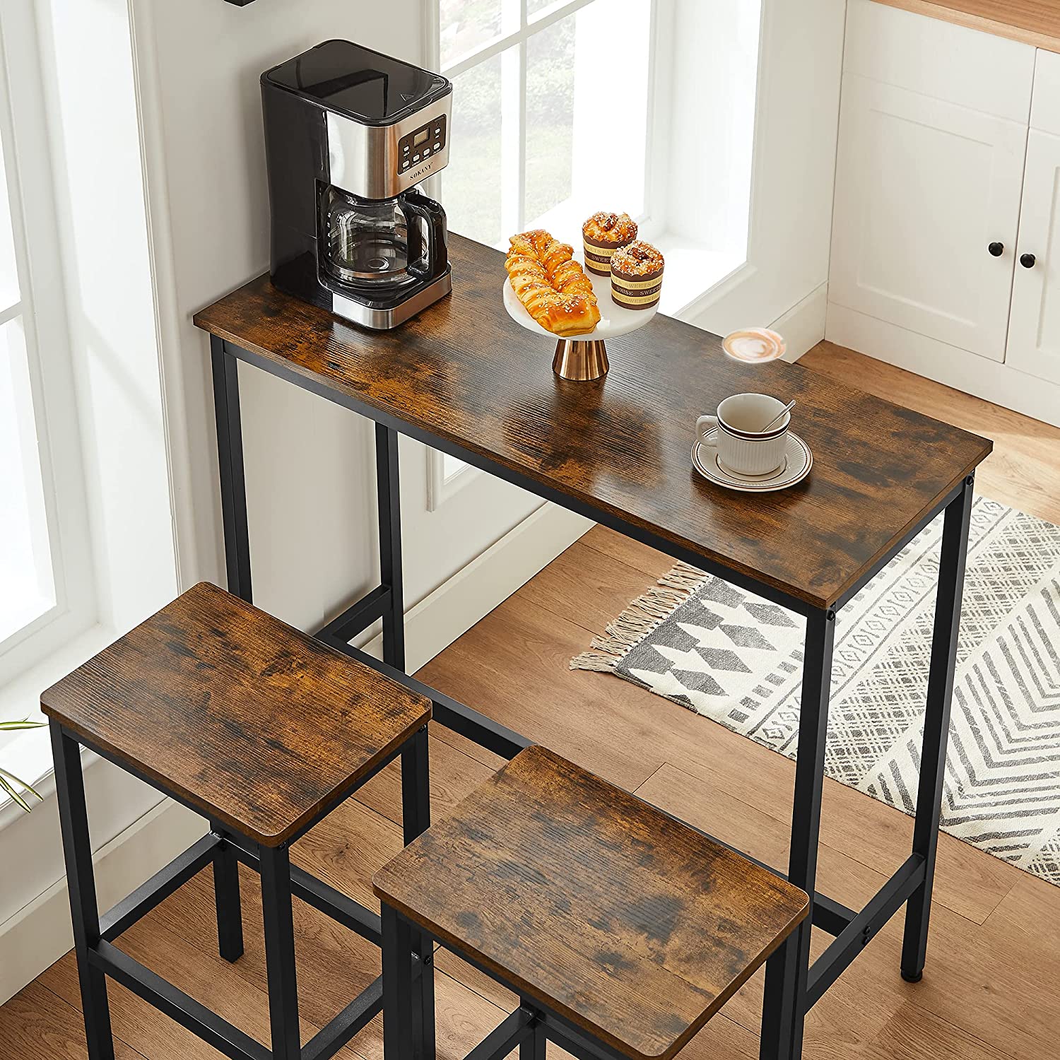 Industrial Bar Table with Stools for Kitchen & Dining - image 5