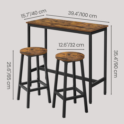 Bar Table with 2 Bar Stools, Bar Table Set, Kitchen Table with Bar Chairs - image 3