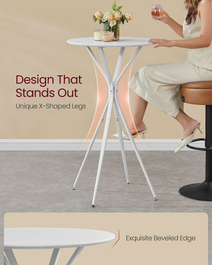 Bar Tables Set of 2, Round Cocktail High Top Pub Bistro Table for Events Party, White