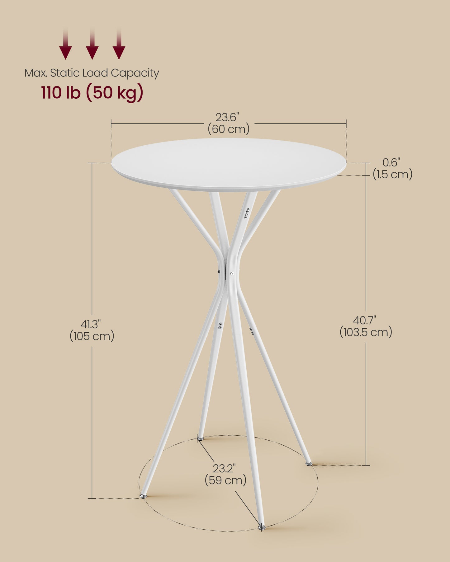 Bar Tables Set of 2, Round Cocktail High Top Pub Bistro Table for Events Party, White