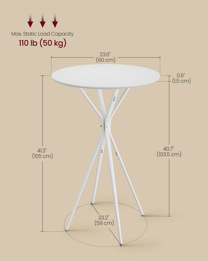 Bar Tables Set of 2, Round Cocktail High Top Pub Bistro Table for Events Party, White
