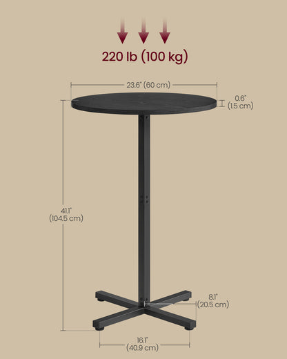 Round Cocktail Table, Set of 2, High Top Bar Pub Table, Ebony Black