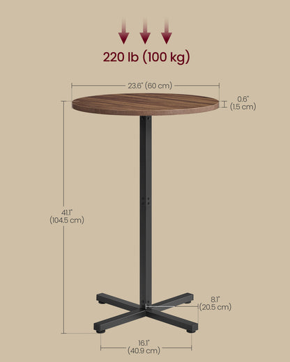Round Cocktail Table, Set of 2, High Top Bar Pub Table, Natural Walnut