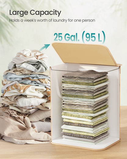 Laundry Basket 95 L Foldable Removable and Machine Washable Liner Bag White - image 11