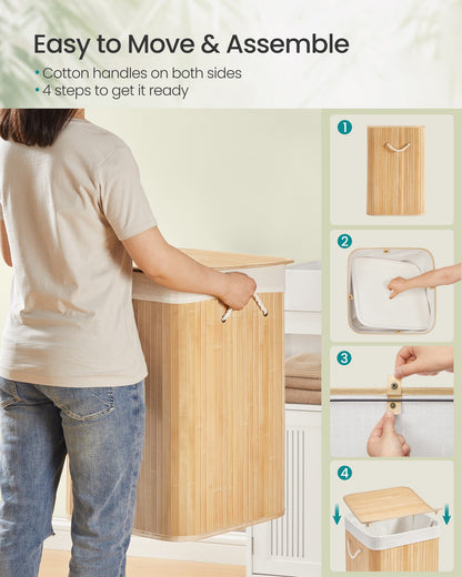 Laundry Basket 95 L Foldable Removable and Machine Washable Liner Bag White - image 13