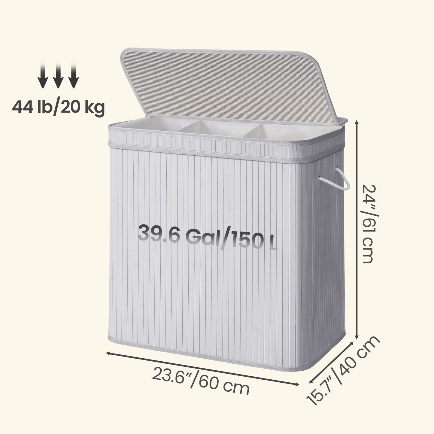 Laundry Hamper with Lid, Bamboo Laundry Basket, Removable - image 44