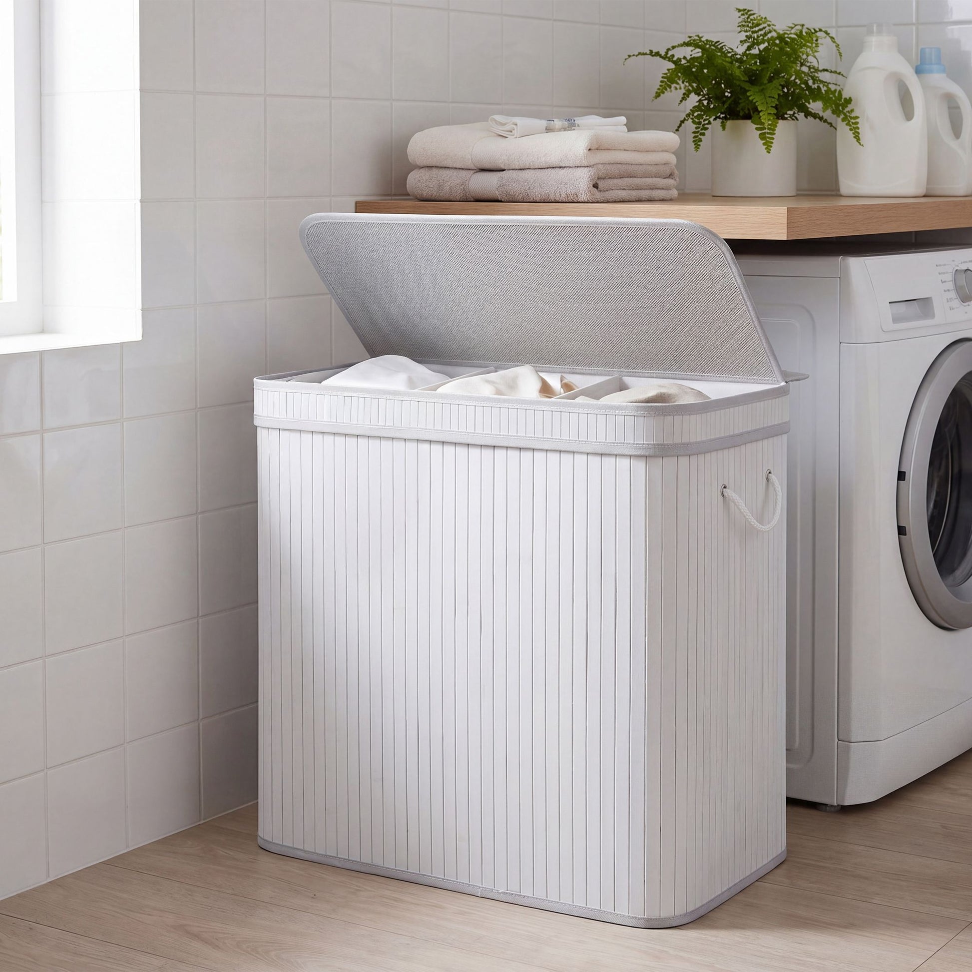 Laundry Hamper with Lid, Bamboo Laundry Basket, Removable - image 45