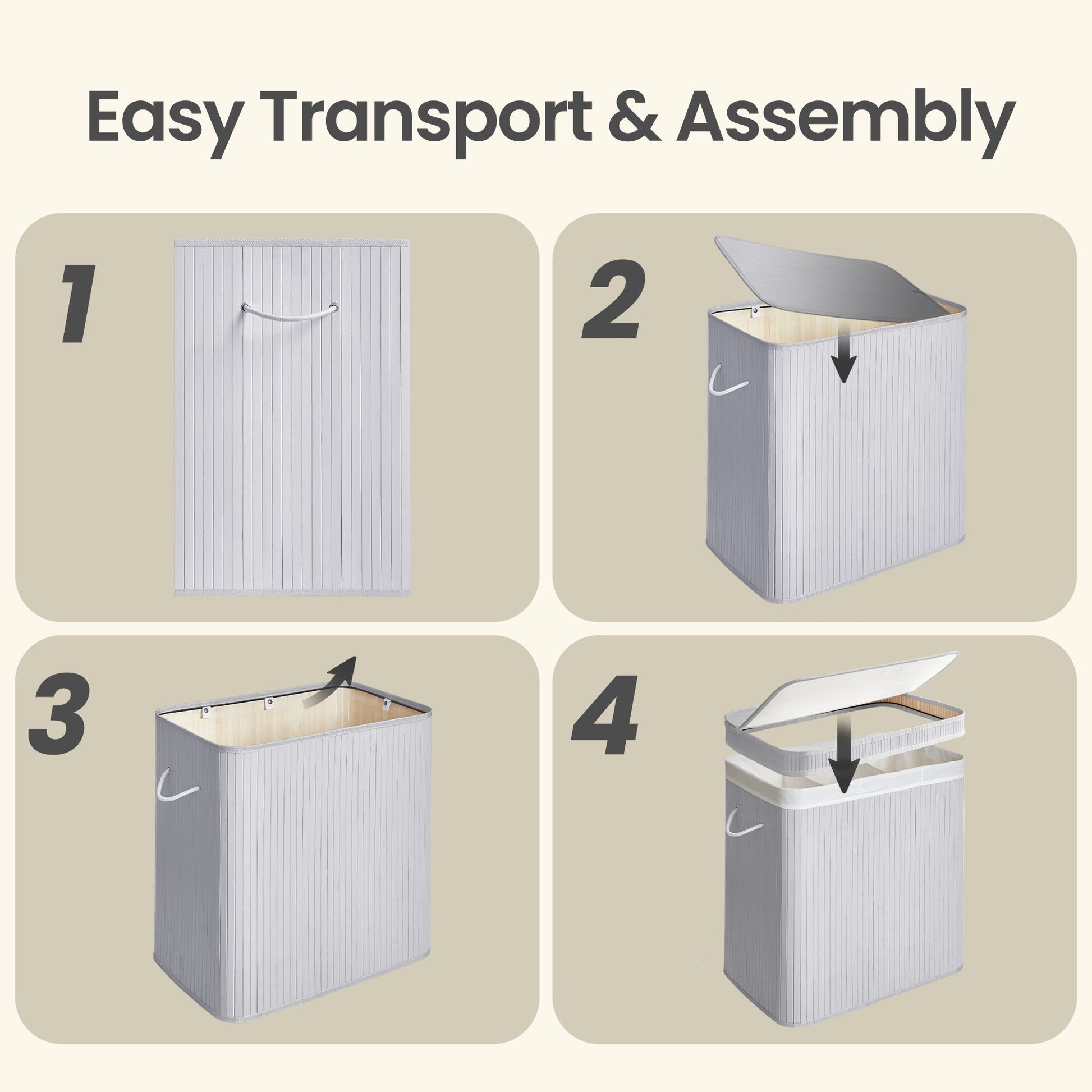 Laundry Hamper with Lid, Bamboo Laundry Basket, Removable - image 48
