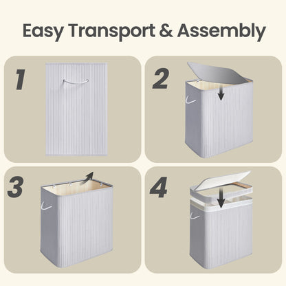 Laundry Hamper with Lid, Bamboo Laundry Basket, Removable - image 48