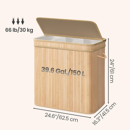 Laundry Hamper with Lid, Bamboo Laundry Basket, Removable - image 24