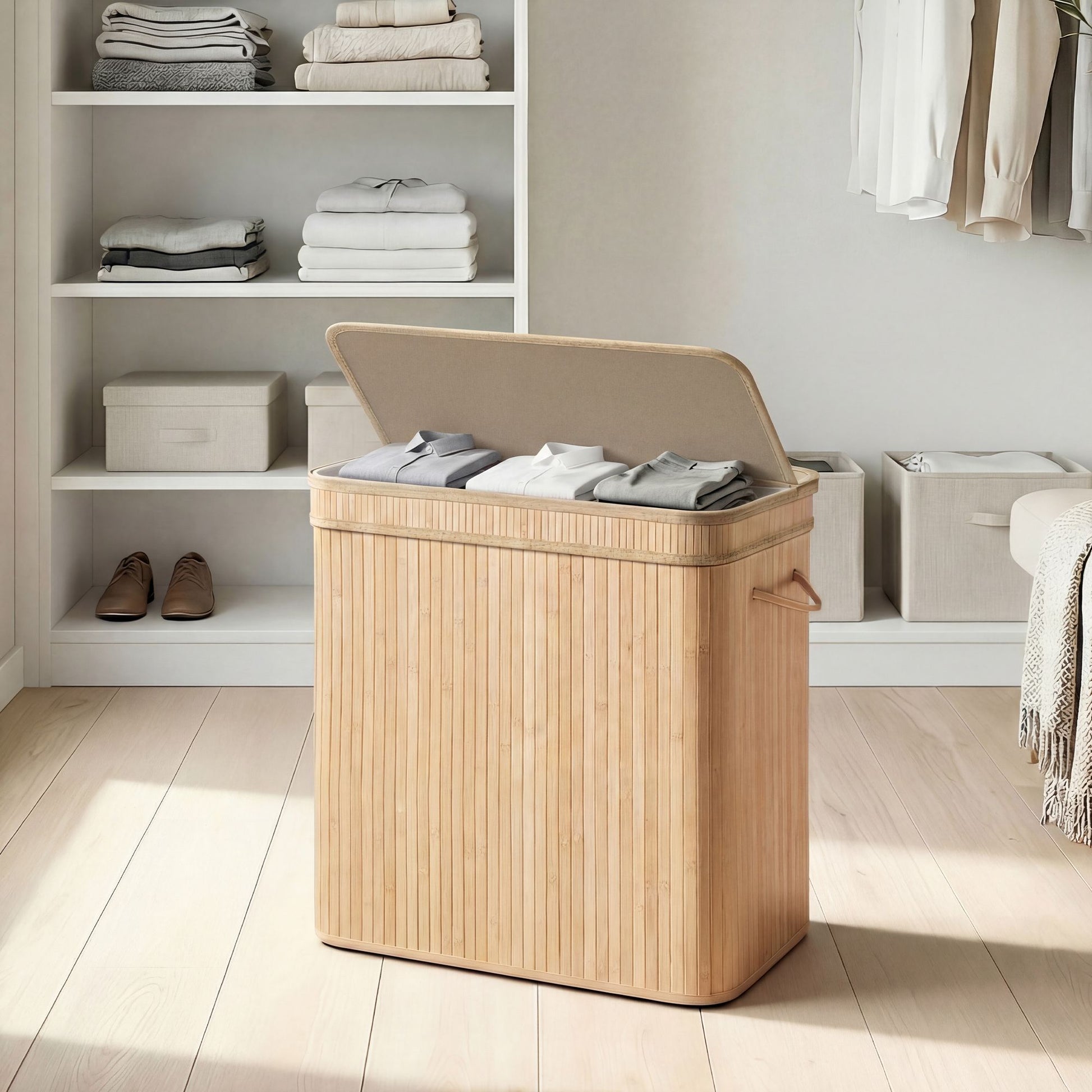 Laundry Hamper with Lid, Bamboo Laundry Basket, Removable - image 25