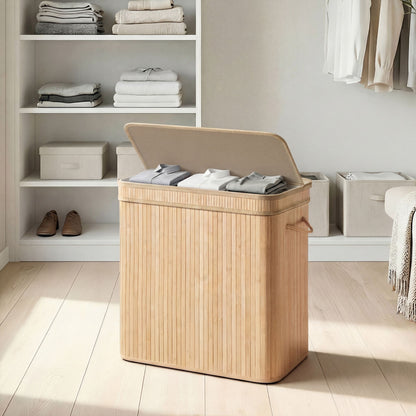 Laundry Hamper with Lid, Bamboo Laundry Basket, Removable - image 25