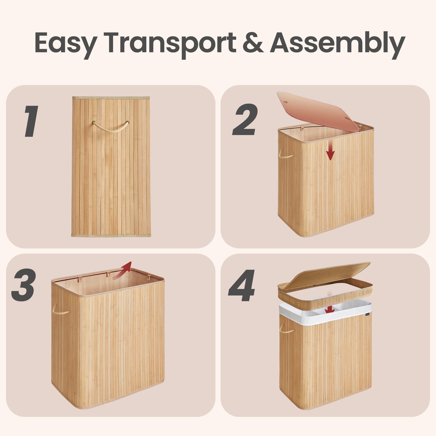 Laundry Hamper with Lid, Bamboo Laundry Basket, Removable - image 28
