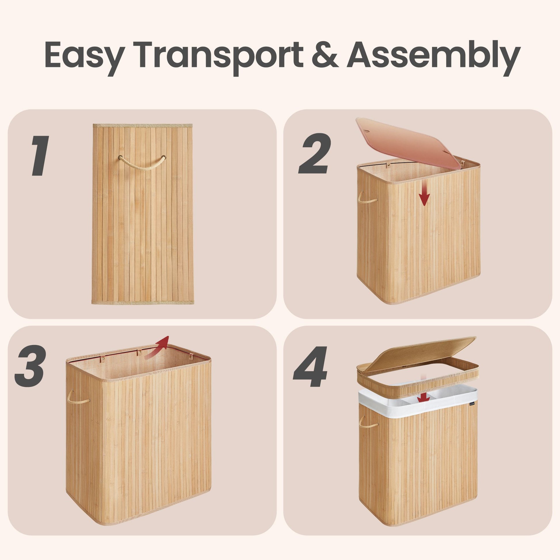 Laundry Hamper with Lid, Bamboo Laundry Basket, Removable - image 28