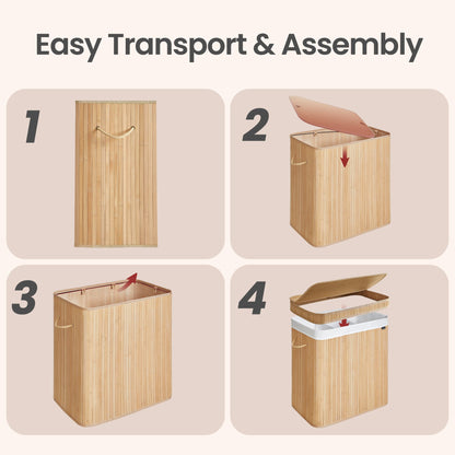 Laundry Hamper with Lid, Bamboo Laundry Basket, Removable - image 28